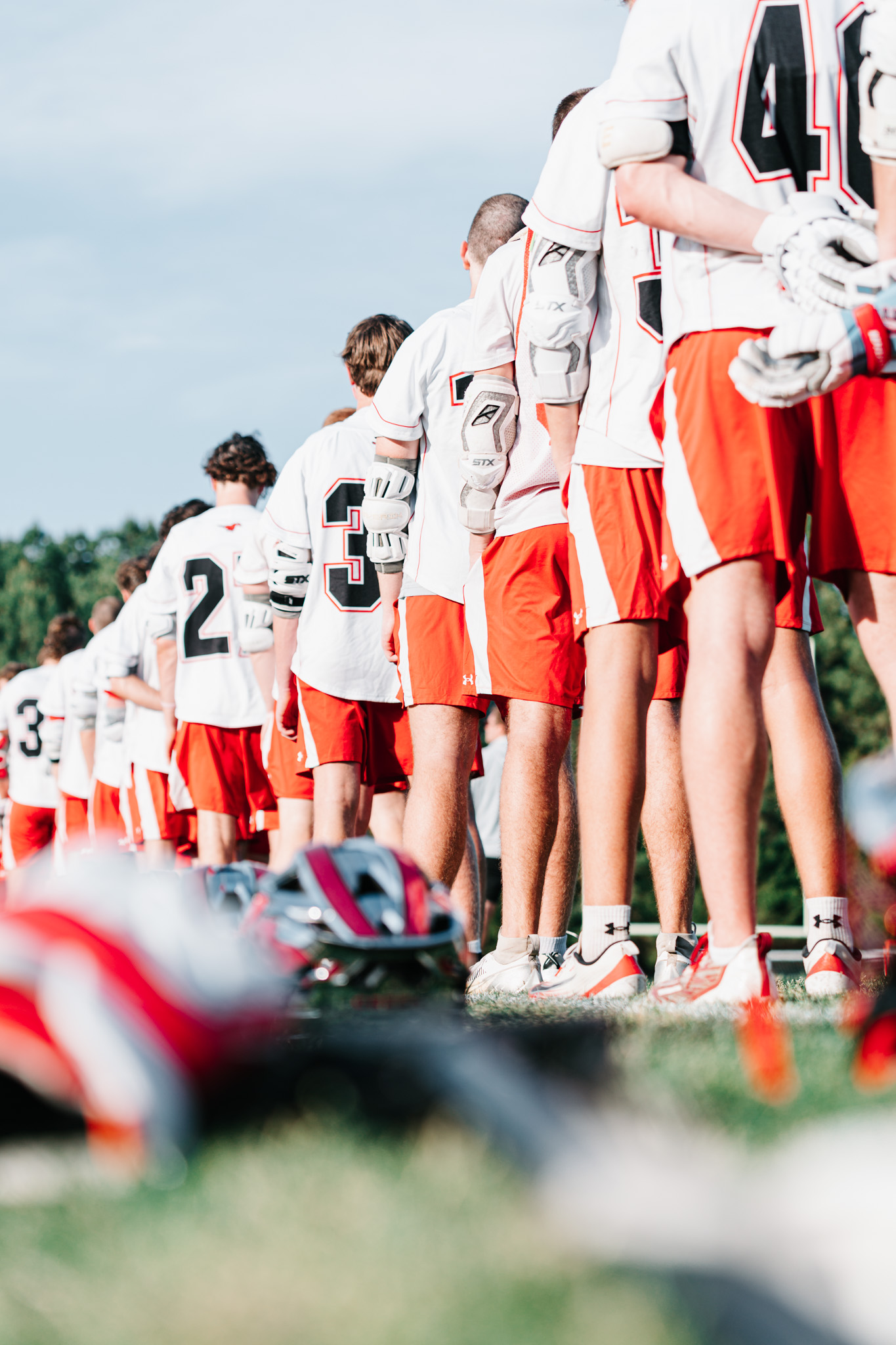 Middle Creek players lined up on the sideline